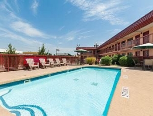 The Super 8 Dallas Market Center has an outdoor pool