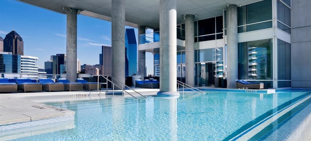this infinity pool is on the 16th floor of the w hotel dallas victory park
