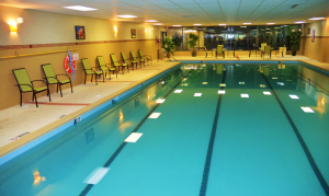 the indoor pool at the blue cypress in arlington is heated and huge