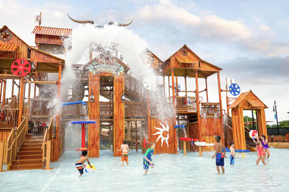 Kids Splash Park with 3 Water Slides at the Outdoor Water Park at Gaylord Texan Resort 1000