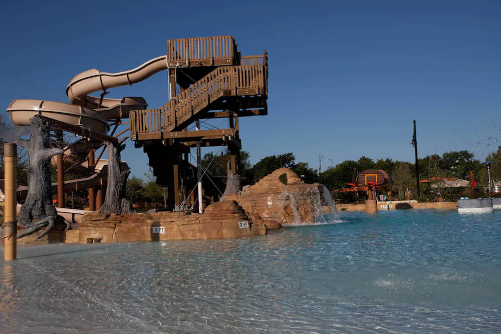 Lagoon with Water Slide at the Outdoor Water Park at Gaylord Texan Resort 1000