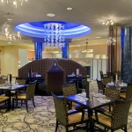 the mistra restaurant has an elegant ambience and serves daily breakfast lunch and dinner at the hilton rockwall tx