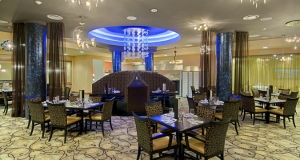 the mistra restaurant has an elegant ambience and serves daily breakfast lunch and dinner at the hilton rockwall tx