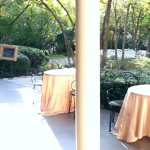 reception tables on the outdoor wedding patio venue at wildwood inn denton texas