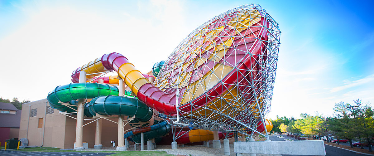 this water slide is located at the grapevine great wolf lodge and is called the howlin' tornado ride