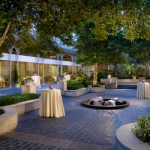 This outdoor courtyard at the Rosewood Crescent Hotel is a great choice for wedding receptions
