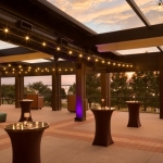 This is the pergoal room at the hilton rockwall, a perfect place for an indoor reception with lake ray hubbard views