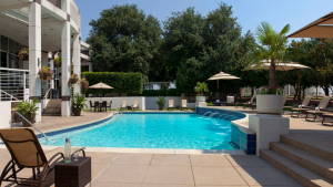 The outdoor pool at the Omni Park West in Dallas is a great place to relax.