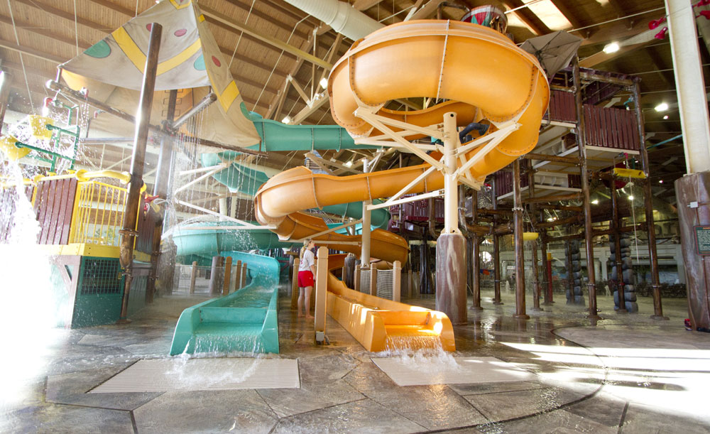 2 Kids Water Slides, the Totem Towers at Fort Mackenzie in the Great Wolf Lodge in Grapevine