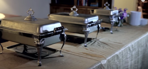 these silver buffets of food keep it warm during wedding receptions at the wildwoon inn denton